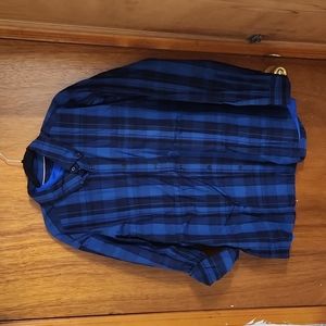Men's XL Navy Plaid Button Down Shirt & Undershirt